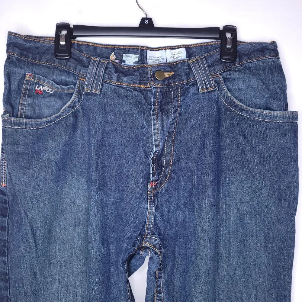 Lapco FR Jeans Mens 36x30 Blue Straight Leg
